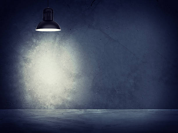 istock Concrete gray wall and lamp with directional light 466389000