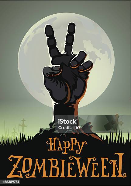 Halloween Background With Zombie Hand Stock Illustration - Download Image Now - Zombie, Halloween, Art