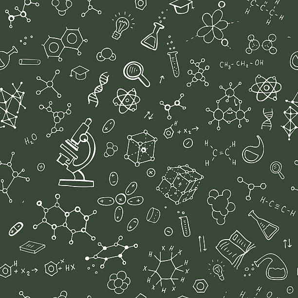 Chemistry hand draw background Chemistry hand draw background. Seamless Vector illustration sports chalk stock illustrations