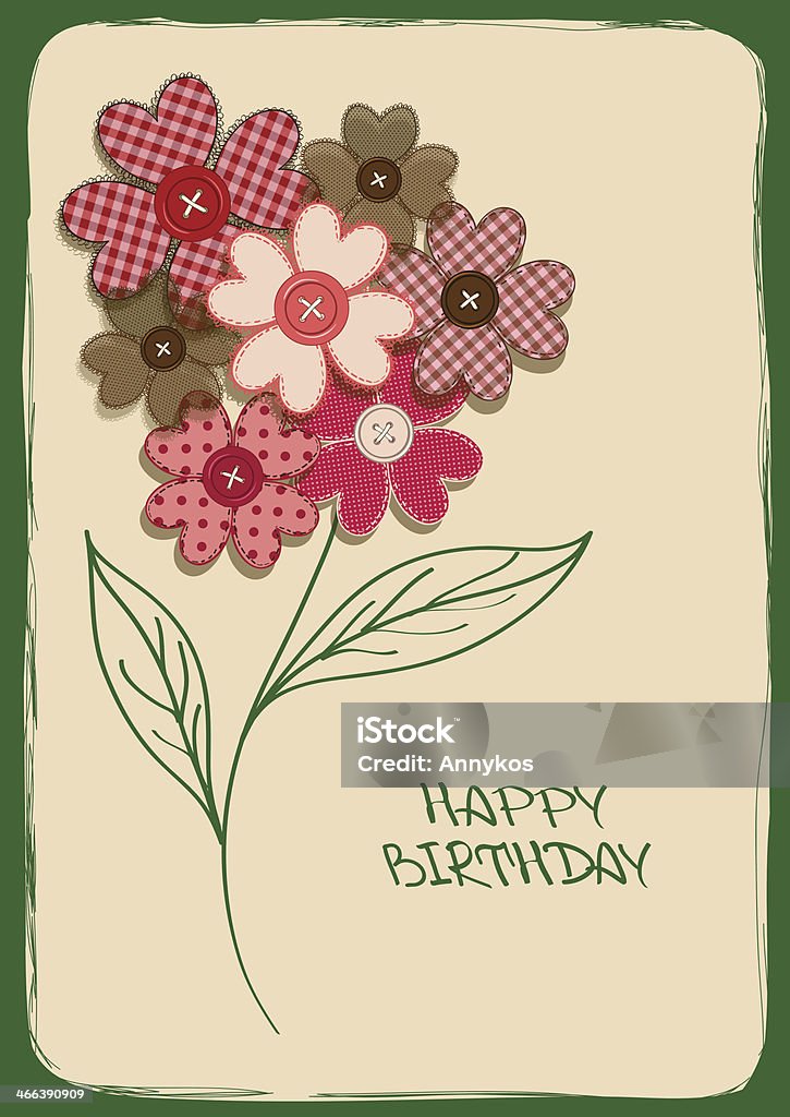 Cartão de Natal ou convite com buquê de flores patchworks - Vetor de Abstrato royalty-free