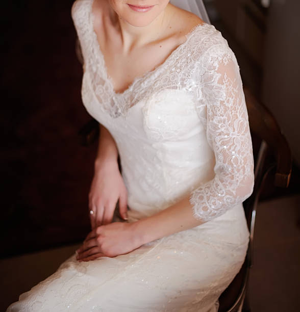 istock Happy beautiful bride in restaurant. 466391426