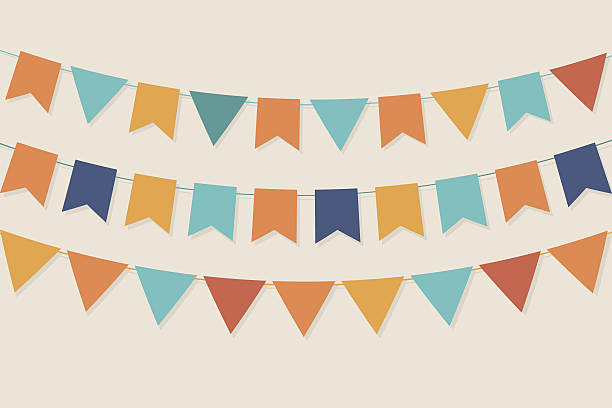 ilustrações, clipart, desenhos animados e ícones de vetor de bandeiras em tons pastéis - pennant flag party old fashioned