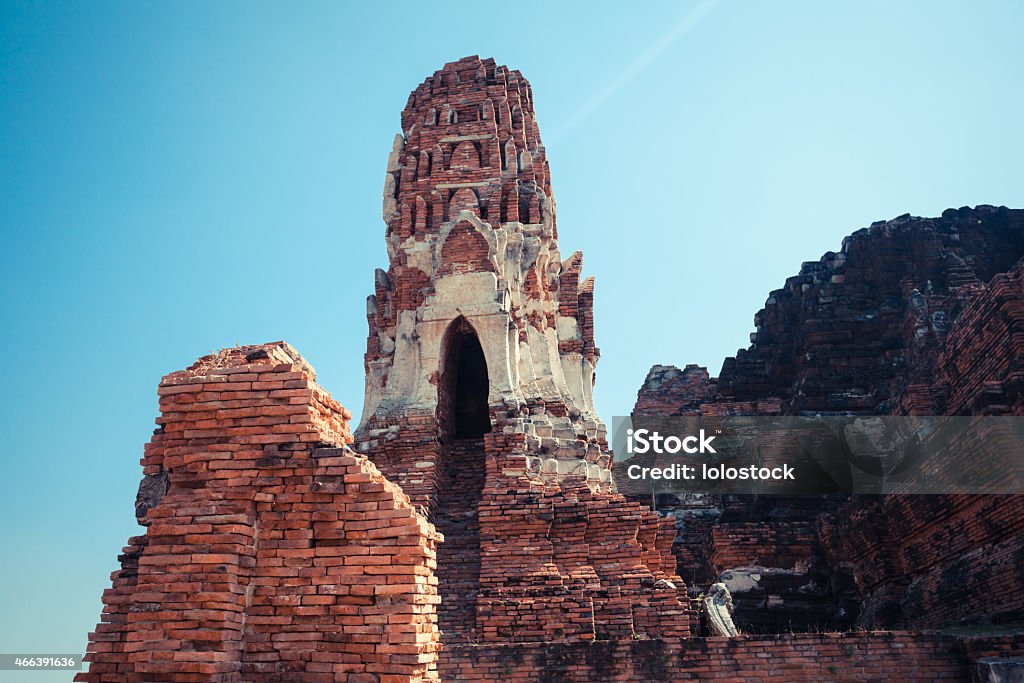 Ancient ruins of temple in Thailand Ancient ruins of Buddhist temples at Wat Mahathat in Thailand 2015 Stock Photo