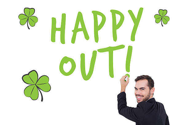 istock Composite image of happy businessman writing with marker 466394522