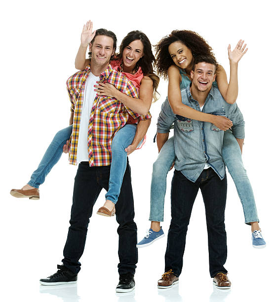 istock Men carrying women and waving hand 466394624