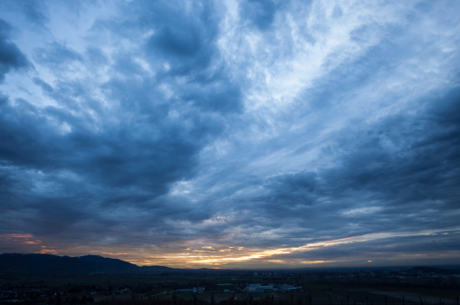 heavy storm clouds after sunset