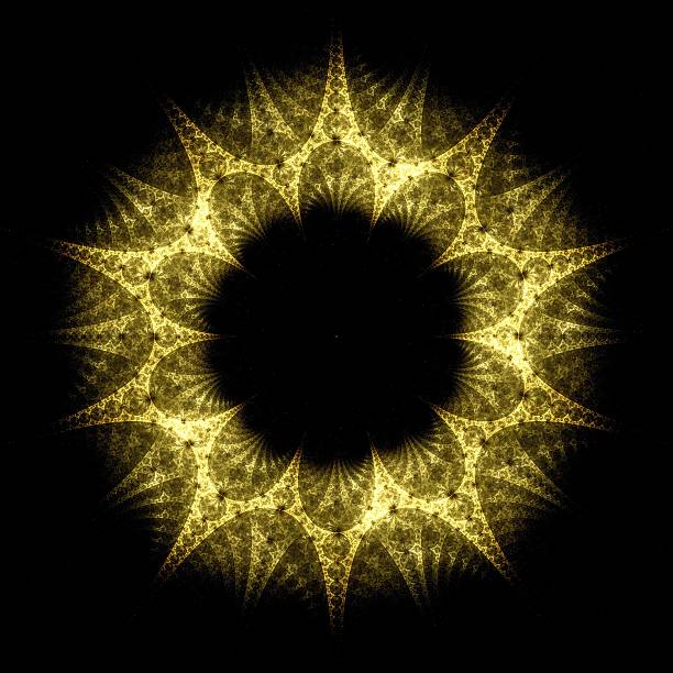 istock Abstract fractal yellow background with pillars and circles 466395209