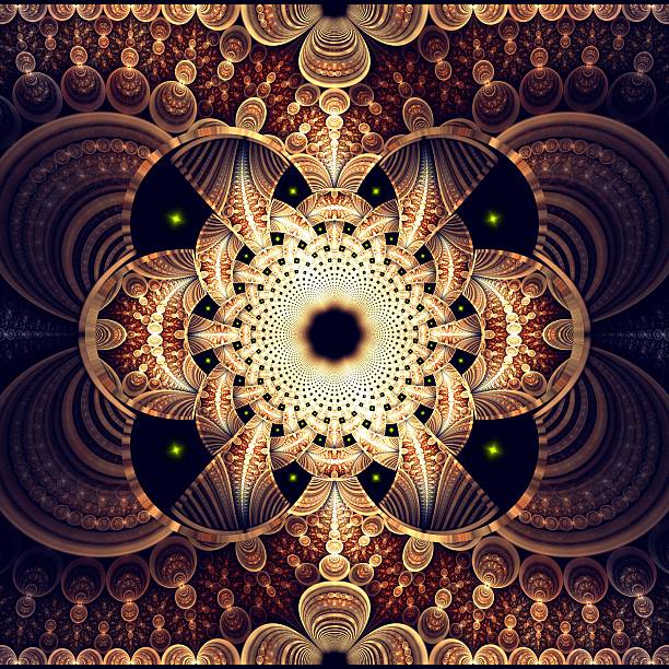 istock Symmetrical fractal flower, digital artwork for creative graphic 466395307