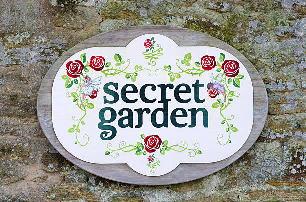 Secret garden sign stock photo