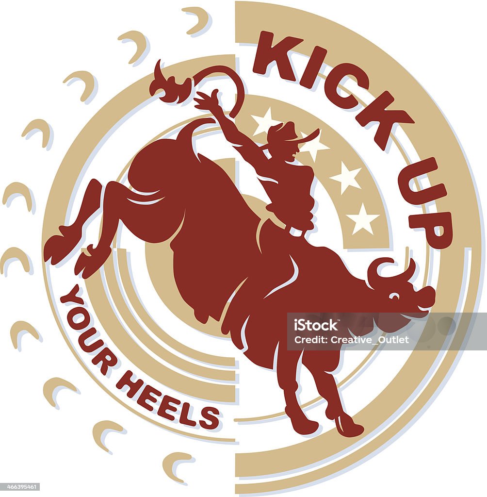 Kick Up Heading C Bull Riding stock vector