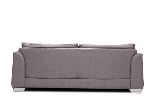 Rear view studio shot of a modern gray sofa