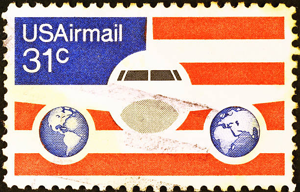 istock Old Air Mail stamp of USA 466396411
