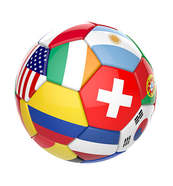 3D soccer ball with nations teams flags Soccer concept algeria soccer stock pictures, royalty-free photos & images