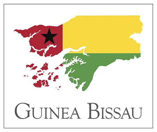 Vector illustration of Guinea Bissau flag map