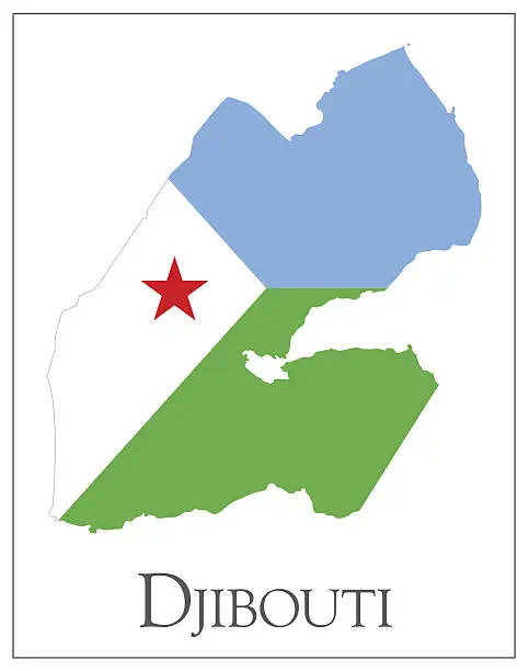 Vector illustration of Djibouti flag map