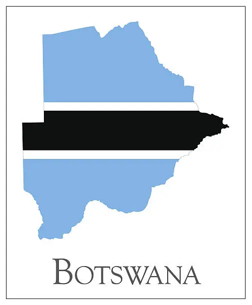 Vector illustration of Botswana flag map
