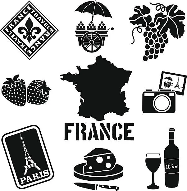 Vector illustration of travel France icon set