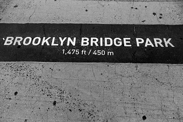 istock Brooklyn bridge Park signl painted on floor in NY 466400366