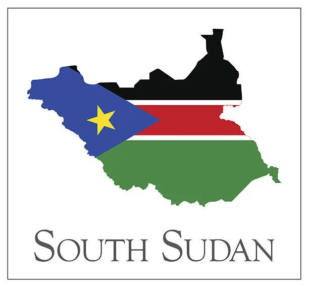 Vector illustration of South Sudan flag map