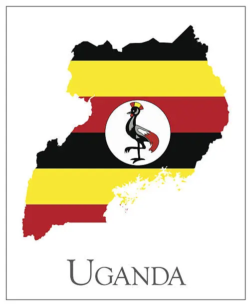 Vector illustration of Uganda flag map