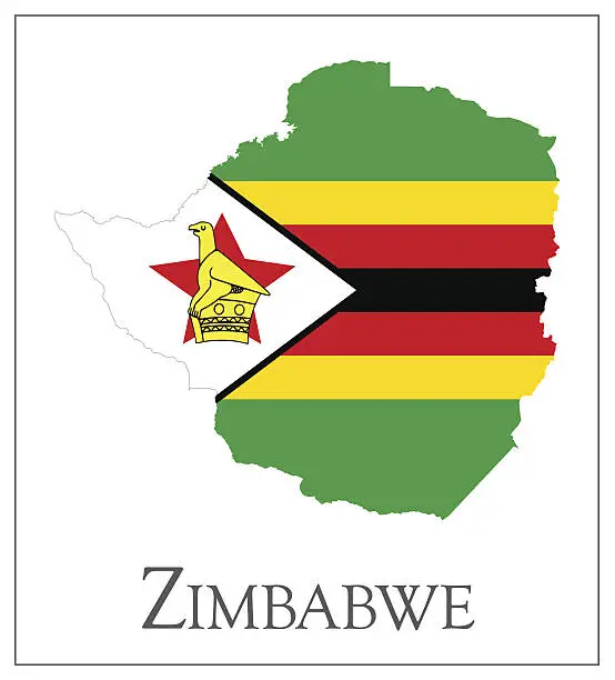 Vector illustration of Zimbabwe flag map