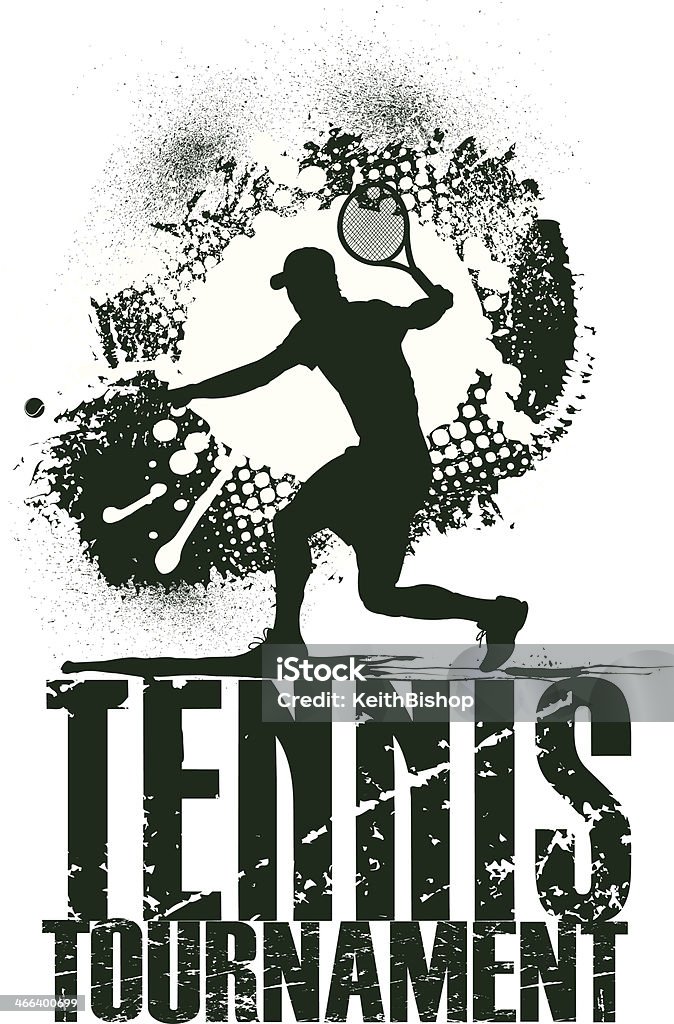 Tennis Tournament Grunge Graphic Grunge graphic silhouette illustration of a tennis player and the word Tennis Tournament. Check out my "Tennis Sport Vector" light box for more. Athlete stock vector