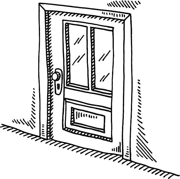 Vector illustration of Closed Door Drawing