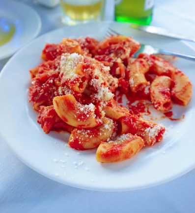 Pasta - Rigatoni Amatriciana with parmesan cheese