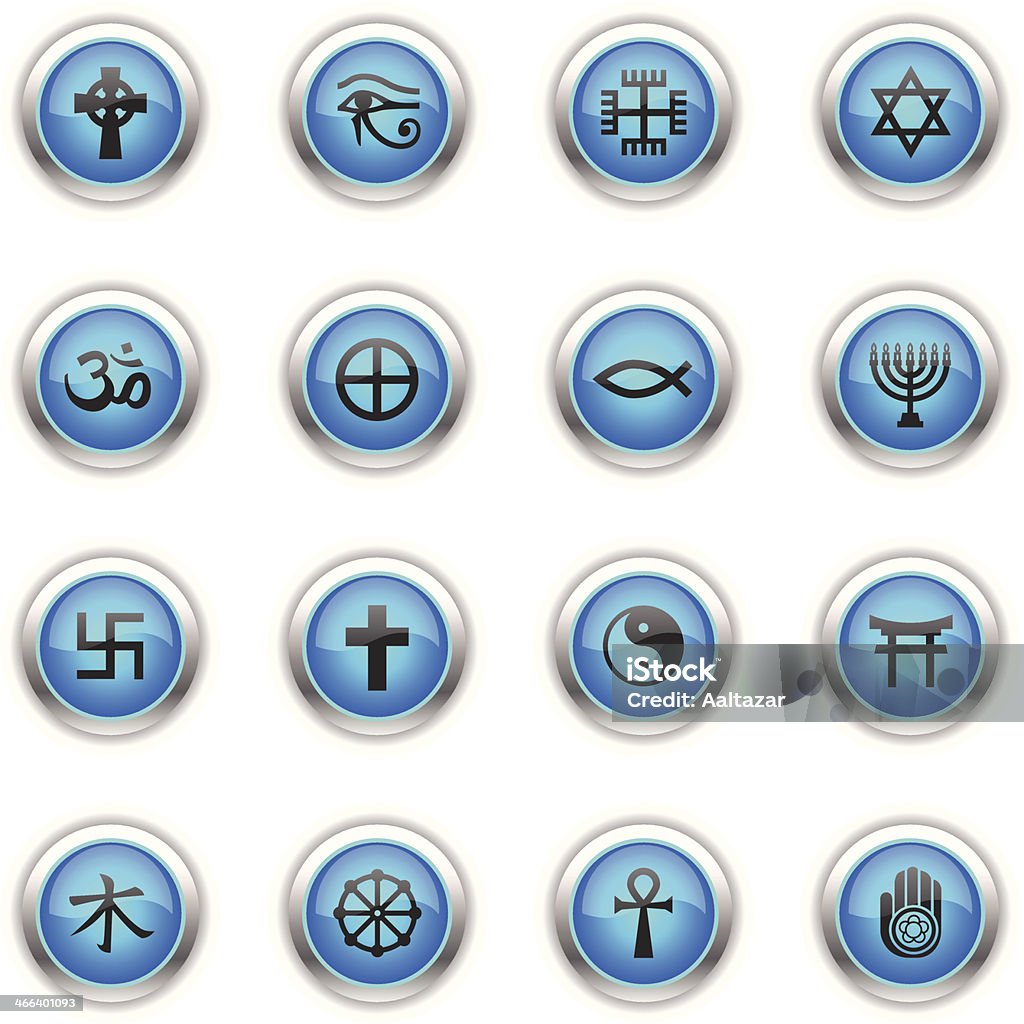 Símbolos religiosos iconos-azul - arte vectorial de Brahmán libre de derechos