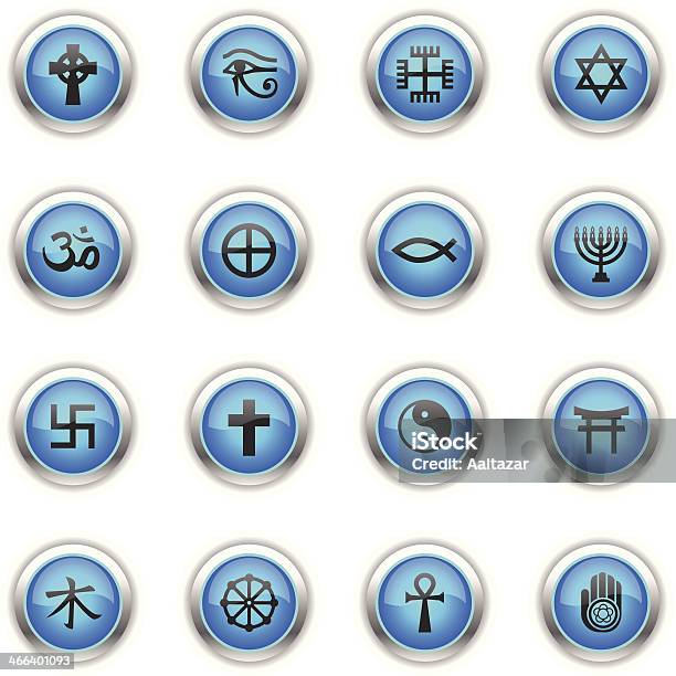 Ilustración de Símbolos Religiosos Iconosazul y más Vectores Libres de Derechos de Brahmán - Brahmán, Azul, Baptista