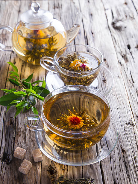 istock Transparent cup of green tea 466401687