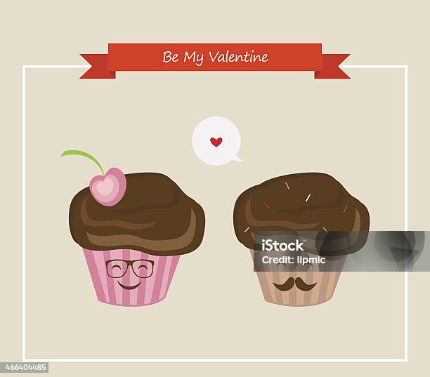 Hipster Retro Muffins Happy Valentines Stock Illustration - Download Image Now - Adult, Animal Heart, Animal Internal Organ