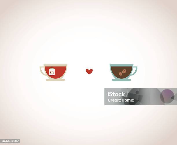 Copos De Café E Chá Em Cartão Para Namorados - Arte vetorial de stock e mais imagens de Amizade - Amizade, Amor, Artigo de Decoração