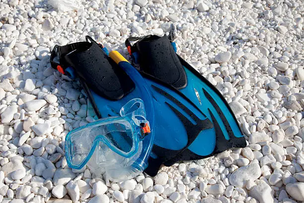Snorkeling equipment on the beach