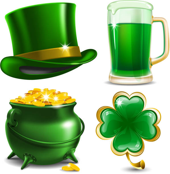 ilustraciones, imágenes clip art, dibujos animados e iconos de stock de st. patrick's day - day patricks st patricks day clover