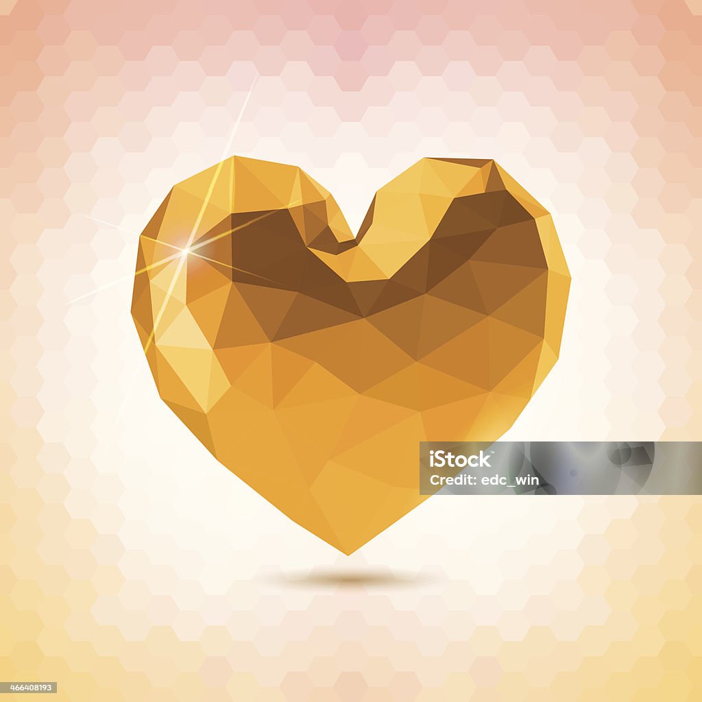 Golden heart. Vector abstract geometric golden heart. Geometric Shape stock vector