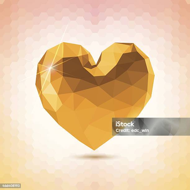 Golden Heart Stock Illustration - Download Image Now - Geometric Shape, Illustration, Love - Emotion