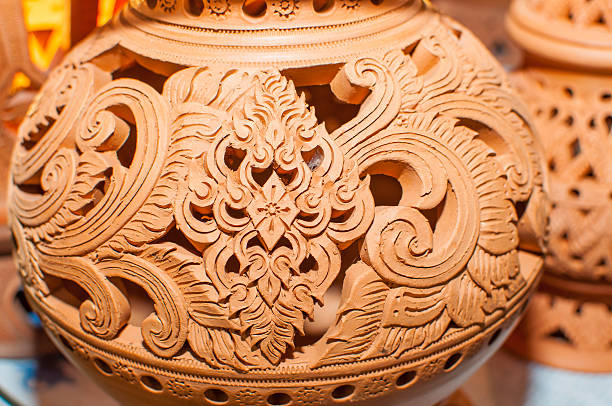 istock Beautiful Thai style designs on pottery 466408789