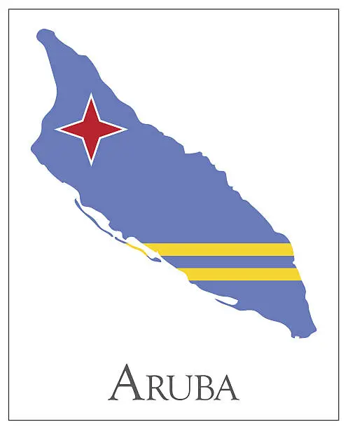 Vector illustration of Aruba flag map