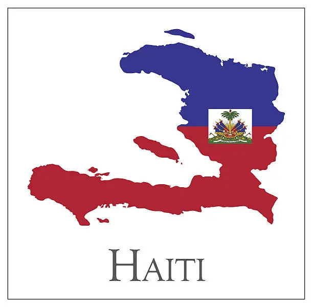 Vector illustration of Haiti flag map