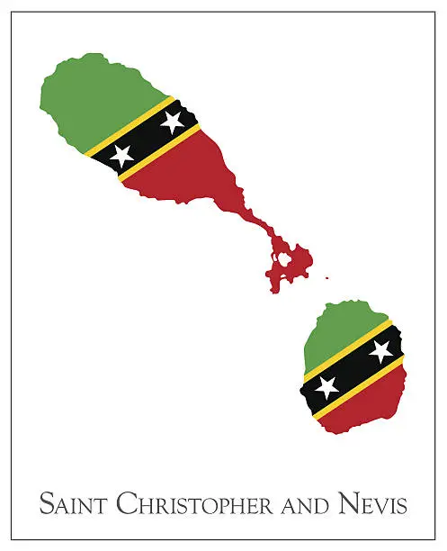 Vector illustration of Saint Christopher and Nevis flag map