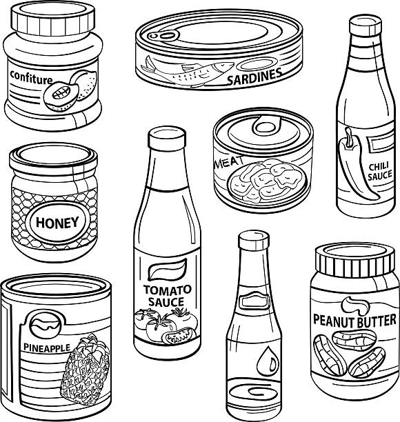 illustrazioni stock, clip art, cartoni animati e icone di tendenza di cibo lattine - condiment