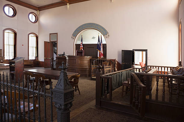 Beautiful Courtroom in Red River County Texas Courthouse, in North-East Texas town of Clarksville.   Built in 1885.  (To see all my Texas Courthouses, click here)