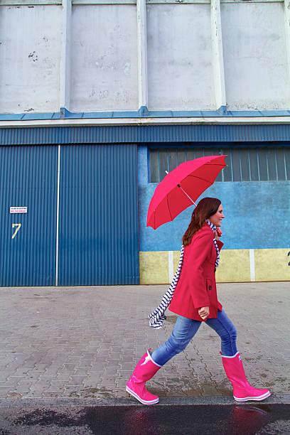 istock Woman with red umbrella 466413128