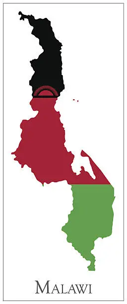 Vector illustration of Malawi  flag map