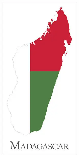 Vector illustration of Madagascar flag map