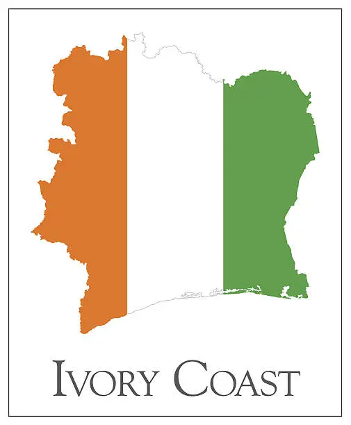 Vector illustration of Ivory Coast flag map
