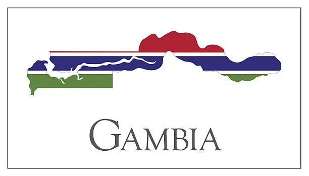 Vector illustration of Gambia flag map