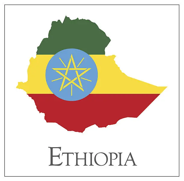 Vector illustration of Ethiopia flag map