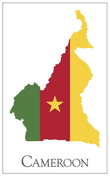 Vector illustration of Cameroon flag map